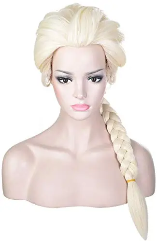 Morvally blonde braided pigtail wig for Elsa cosplay