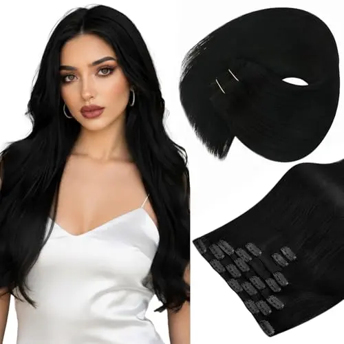 Sunny Hair 20-inch clip-in human hair extensions in black