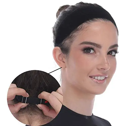 Black velvet wig grip headband with adjustable elastic