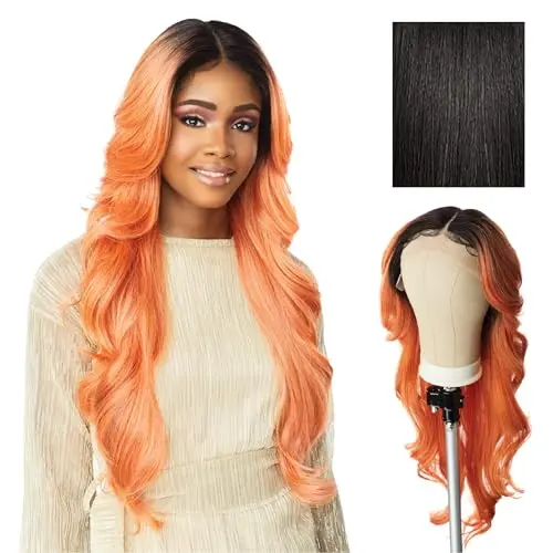 Sensationnel Butta Unit 2 HD lace front wig in 1B Off Black with curly texture on a model