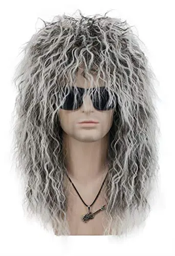 VGbeaty Gray Gradient White Rocker Wig