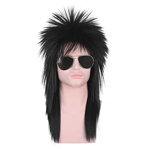 morvally Long Black Mullet Cher Wig