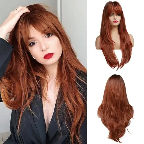 OUFEI Auburn 24 Inch Straight Synthetic Wig