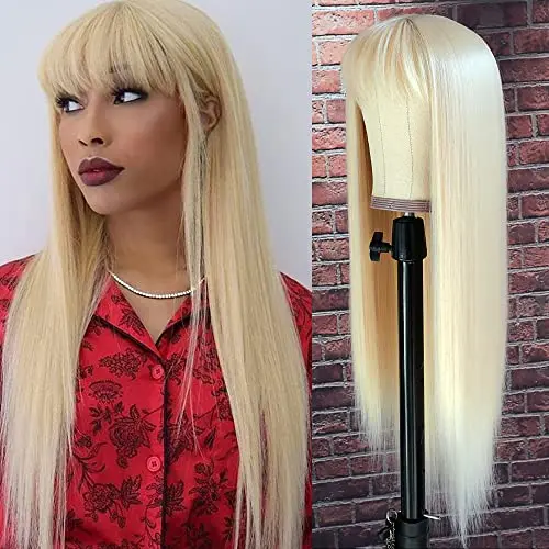 QD-Tizer 613 blonde long straight wig with airy bangs