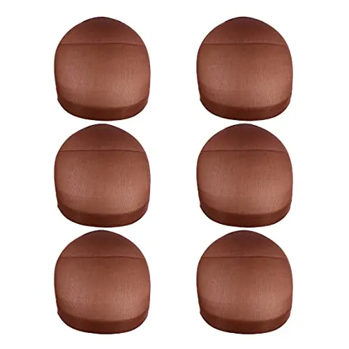 YANTAISIYU Stocking Wig Caps, dark brown 6 pack
