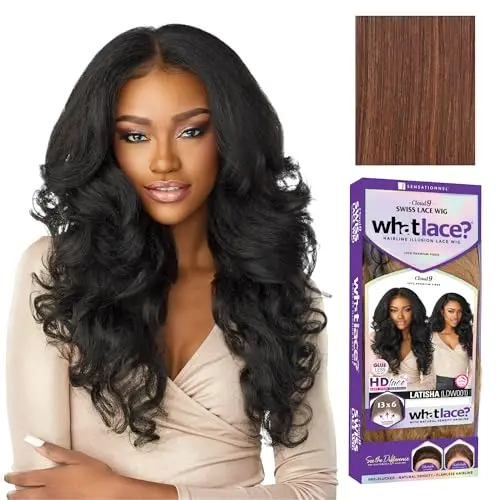 Sensationnel What Lace Latisha chocolate brown 13x6 HD lace front wig on model