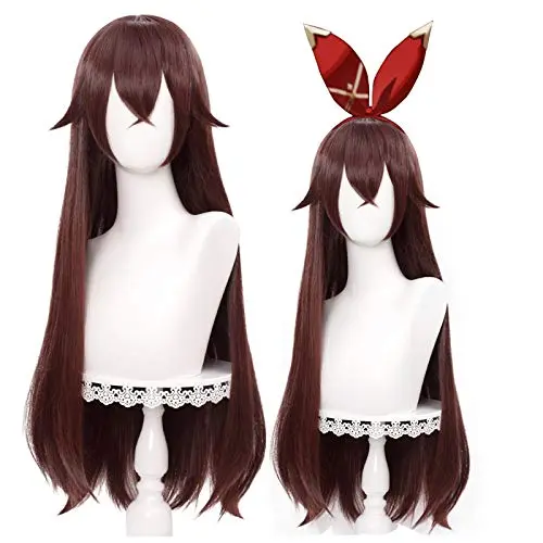 Brown amber long straight cosplay wig for women