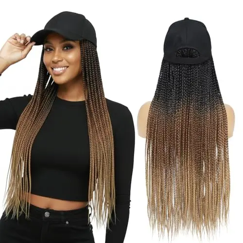 Yunkang baseball cap wig with braided hair attached