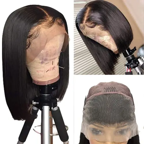 Black straight bob wig with 13x4 lace front and baby hair