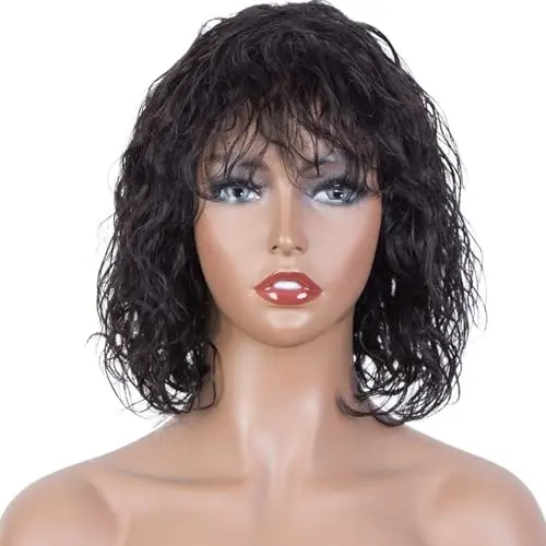 FASHION IDOL 10-inch deep wave bob with bangs in natural black colour