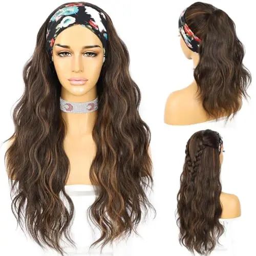 Sapphirewigs glueless headband wig loose body wavy in mix brown