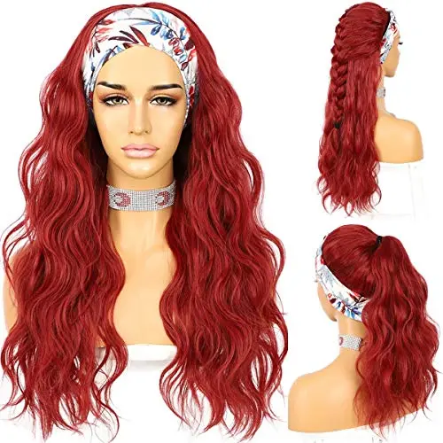 Sapphirewigs red glueless headband wig with loose body waves