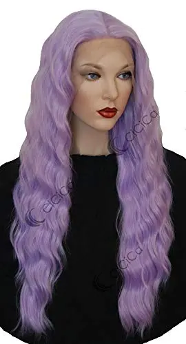 Light purple loose curly lace front wig with Swiss lace