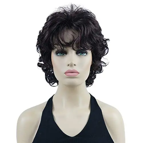 Lydell short super curly burgundy wig