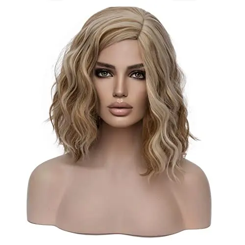 MAGQOO curly side part bob wig in dirty blonde