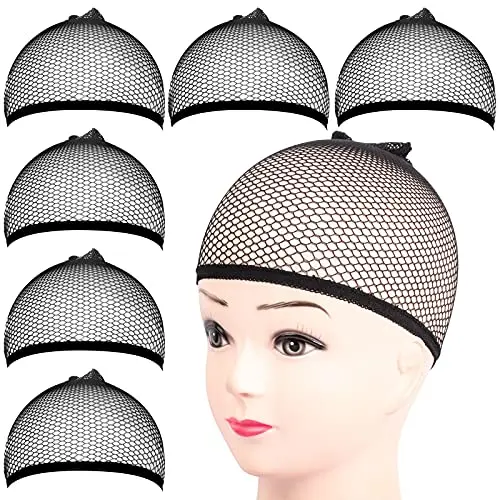 Black mesh wig cap net over hair