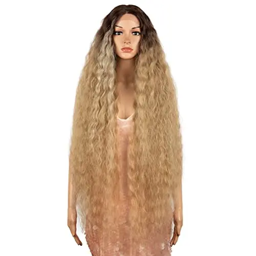 Style Icon 41 inch long wavy lace front synthetic wig in ombre blonde with baby hair