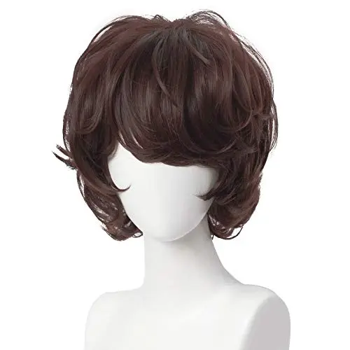 Aicos short brown curly wig for men Tubbo style