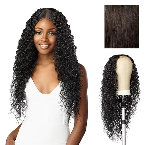 Sensationnel LDHBBH28-2 28 inch Bohemian wave human hair blend lace front wig