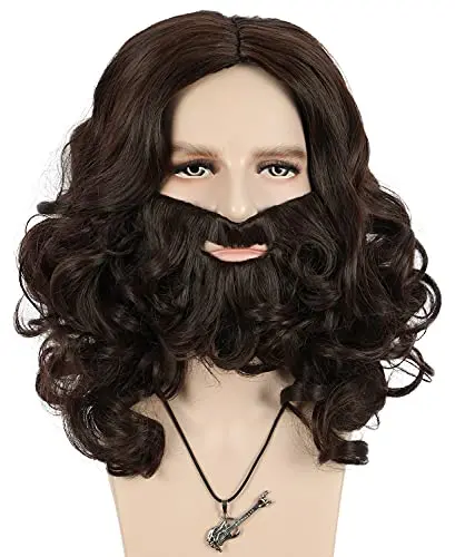 VGbeaty Adult Beard Wig Set in Dark Brown