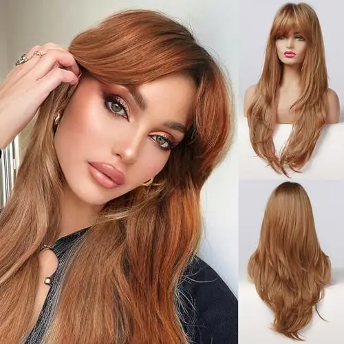 Honygebia Long Ginger Copper Layered Wig
