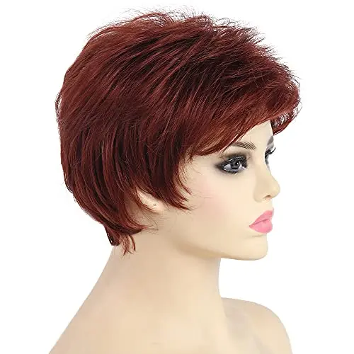 SYXLCYGG Auburn Curly Synthetic Wig on an older woman