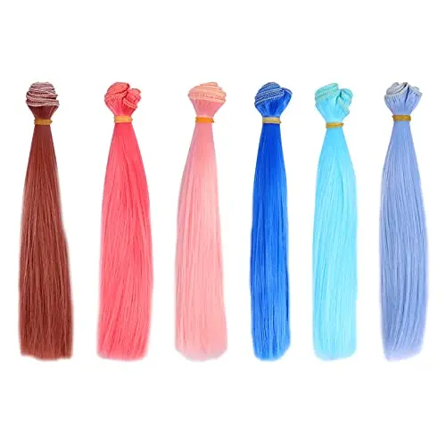 NUOBESTY six-piece straight heat-resistant doll wig wefts in assorted colours