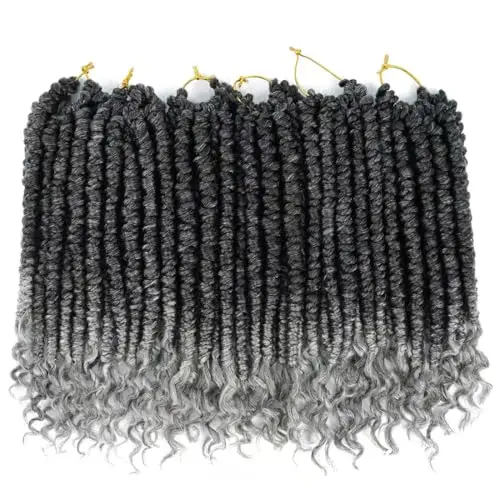 Fayasu 16-inch spring Senegalese twist crochet hair in grey with pre-looped curls