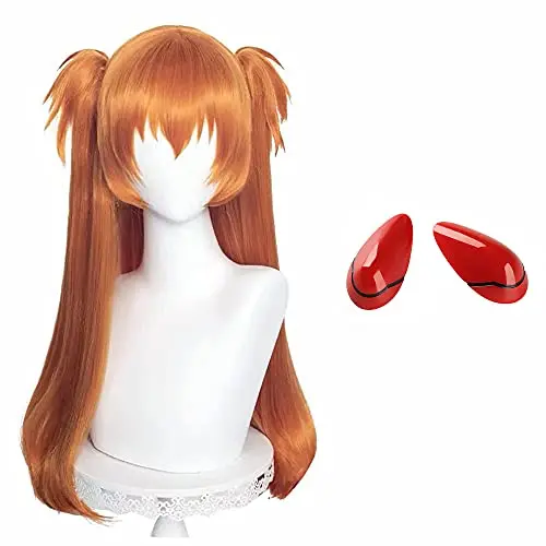 Ginger orange long straight cosplay wig with clip-on ponytails and hairpins