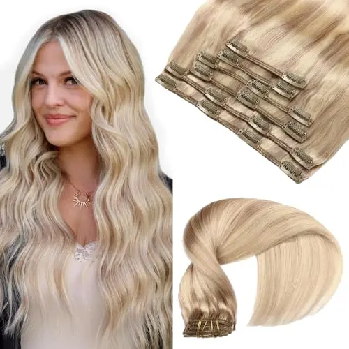 VINBAO 16-inch ombre highlighted clip-in hair extensions