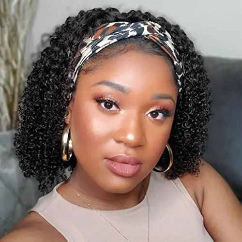 R RACILY HAIR kinky curly headband wig in burgundy