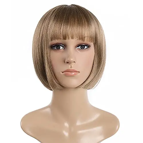 SYXLCYGG Brown Bob Wig with Bangs Daily Wear
