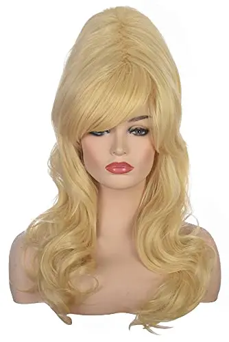 AMZCOS blonde curly beehive wig with high density