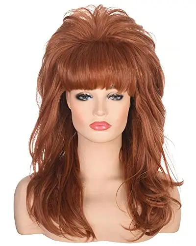 AMZCOS long wavy ginger beehive wig