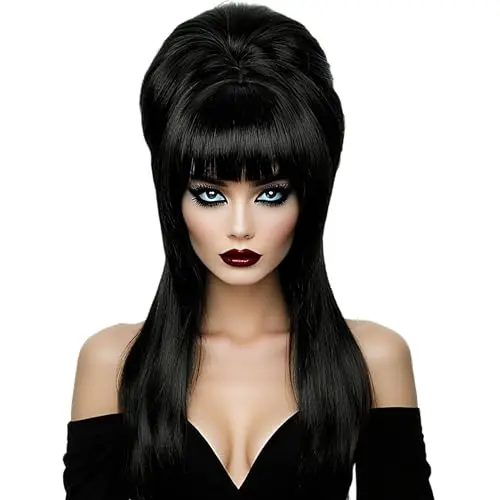 Black long straight beehive wig by Linfairy
