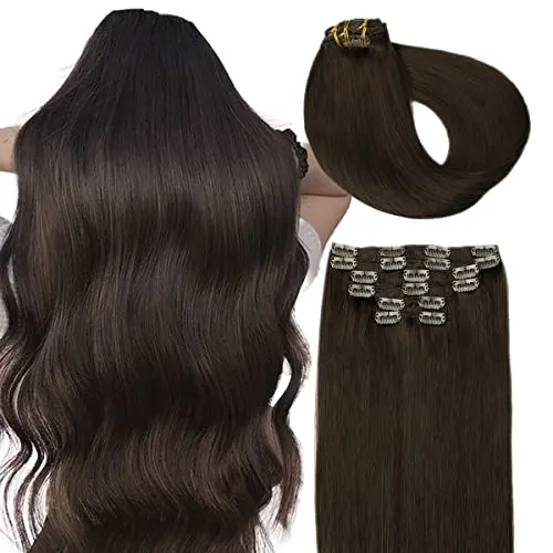 SURNEL 14-inch dark brown clip-in hair extensions