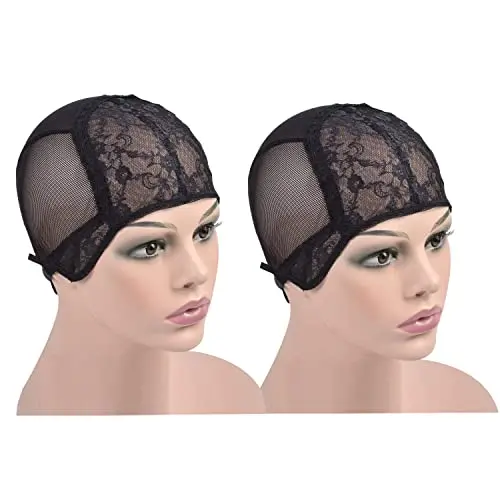 YTBYT double lace wig caps with adjustable straps in black, small size
