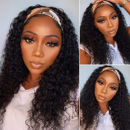 Higher deep wave headband human hair wig
