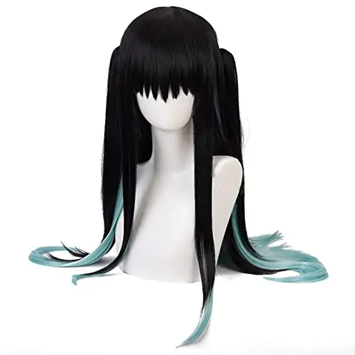 Tokitou Muichirou cosplay wig in black/teal