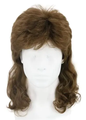 LeMarnia Nut Brown Wavy Mullet wig with premium synthetic fibre and adjustable inner cap