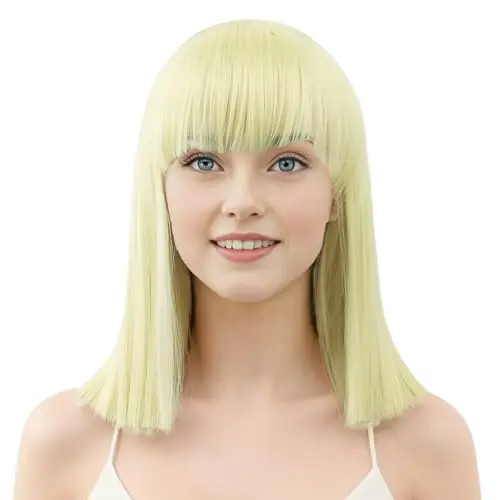 Blonde short natural cut cosplay wig with straight bangs