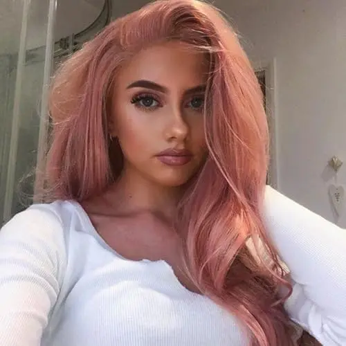 Angle Lucky peach pink 13x3 lace front body wave wig