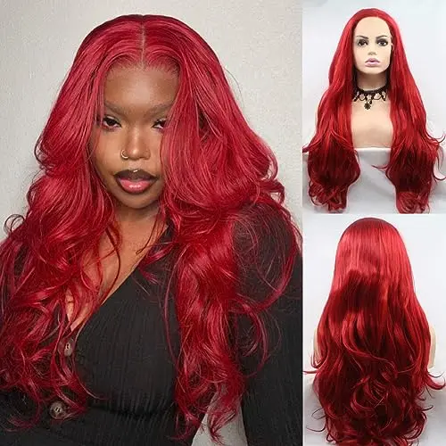 Angle Lucky hot red body wave lace front wig