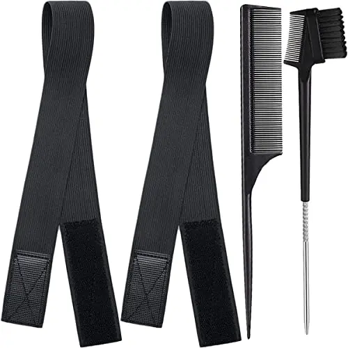 XConstellation black elastic wig bands with edge brush and comb