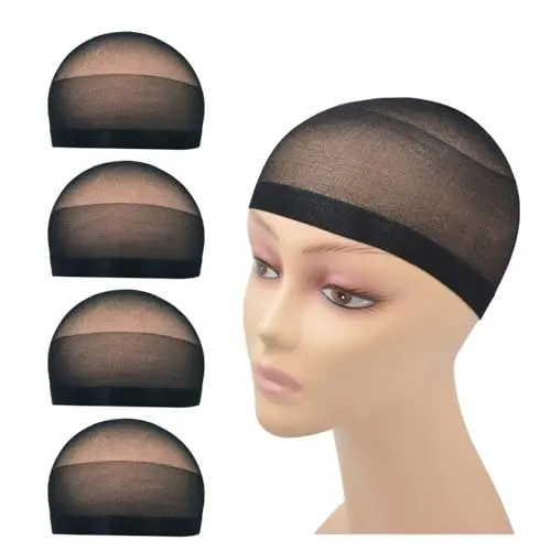 YTBYT Nylon Wig Caps, black lightweight 4 pack