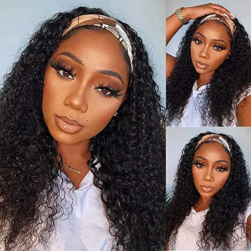 WENYAN deep wave headband wig in natural black