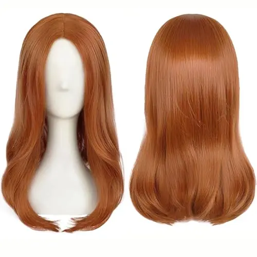 Dark orange straight synthetic wig for cosplay and costume use