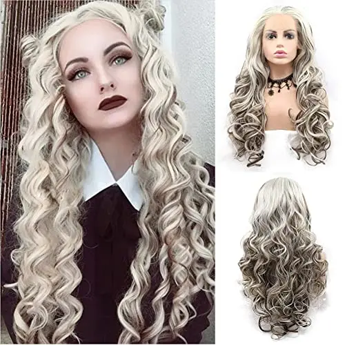 Angle Lucky blonde highlight curly lace front wig