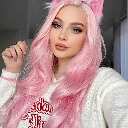 AFBeauty pastel pink body wave lace front wig