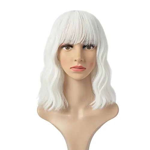 White short bob wig with air bangs